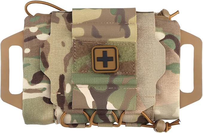 Tactical Military Pouch MOLLE Rapid First-aid Belt Pouch Survival Two-Piece System Med Roll Carrier Hypalon Handle Bag