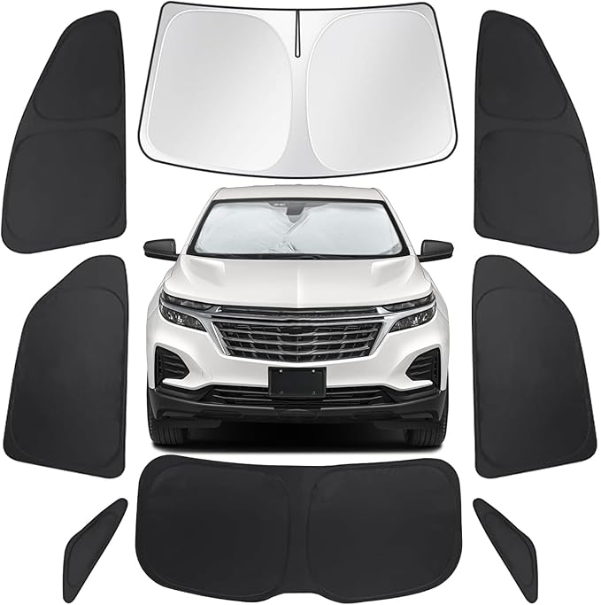 Car Window Shades for Chevrolet Equinox 2018-2024, 8pcs Full Coverage Window Covers Sunshades for Front Windshield Side and Rear Windows, Privacy Window Shade Keep Vehicle Cool for Camping Napping