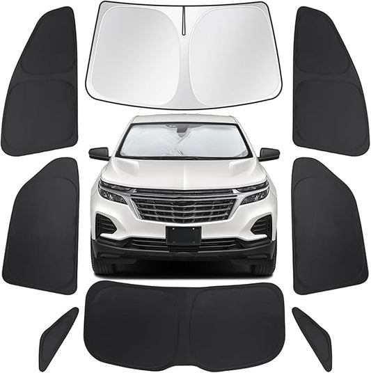 Car Window Shades for Chevrolet Equinox 2018-2024, 8pcs Full Coverage Window Covers Sunshades for Front Windshield Side and Rear Windows, Privacy Window Shade Keep Vehicle Cool for Camping Napping
