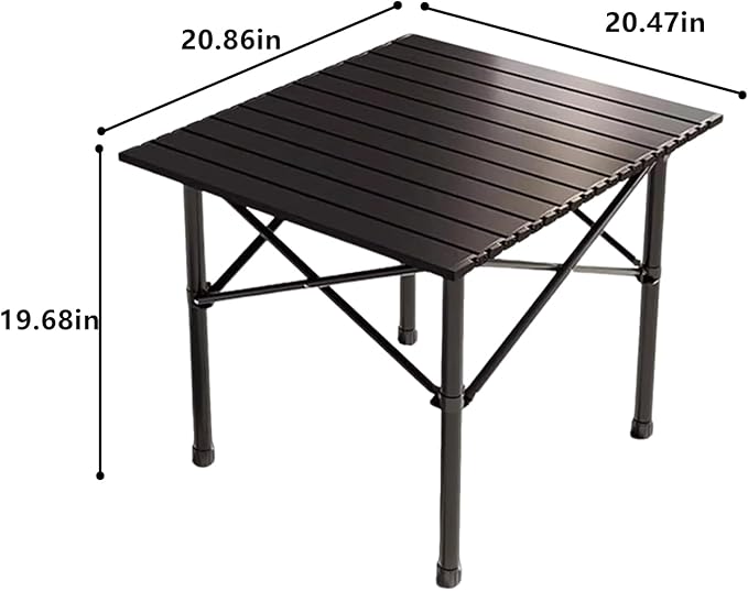Lightweight Folding Camping Table, Portable Aluminum Outdoor Table with Carry Bag, Compact Collapsible Table for Picnic, Beach, BBQ & Camping – Black
