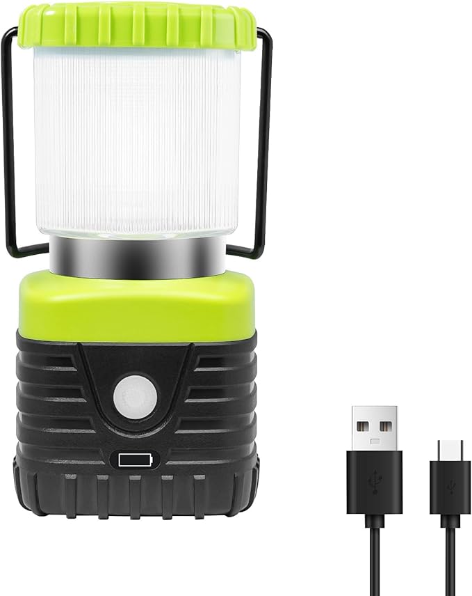 Jarxin 1PCS 6500K White Light LED Camping Lantern Rechargeable 1000LM, 4500mAh Power Bank, Flashlight for Hurricane Emergency, Hiking, IP44 Waterproof Lantern(Green)