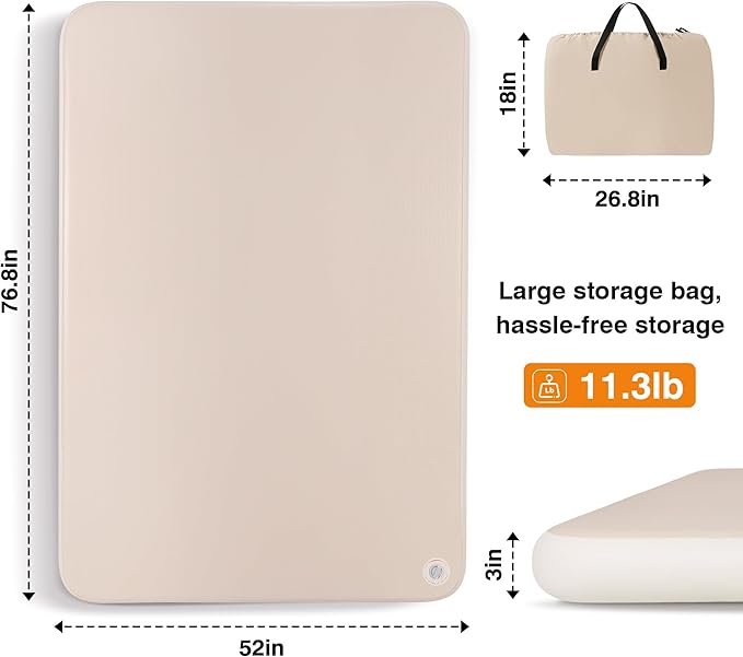 TOBTOS High-Support Full Size Camping Air Mattress, 3" Thick No Sagging Inflatable Mattress with Manual Pump, Double Sleeping Pad for Camping, Home, Hiking