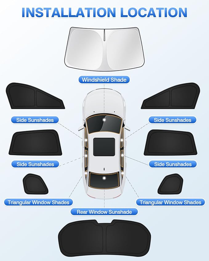 Canvcle Sunshades for Mazda CX-50 2023-2025 2026 CX50 Accessories Windshield Sun Shade Side Rear Window Shade Cover Sun Visor Shield Privacy Protection for Camping Keep Vehicle Cool Black 8PCS