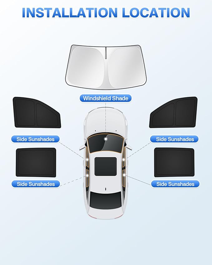 Canvcle Sunshades for Chevrolet/Chevy Silverado 2500 3500 Crew Cab 2020-2026 Accessories Windshield Sun Shade Side Rear Window Shade Cover Sun Visor Shield Privacy Protection Keep Car Cool Black 5PCS