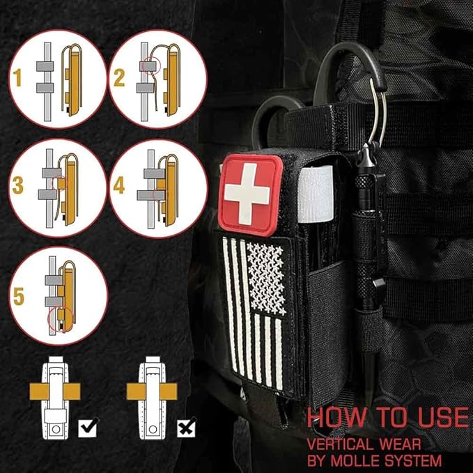 Upgrade 1000D Laser Cut Molle Tourniquet Holder, Heavy Duty Tactical Molle Tourniquet Pouch Holder