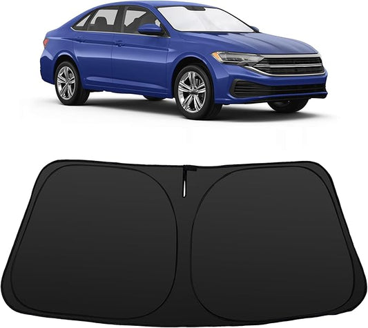 Windshield Sun Shade Accessories Compatible with 2019 2020 2021-2026 VW Jetta for Volkswagen Foldable Sunshade Sun Visor Blocks UV