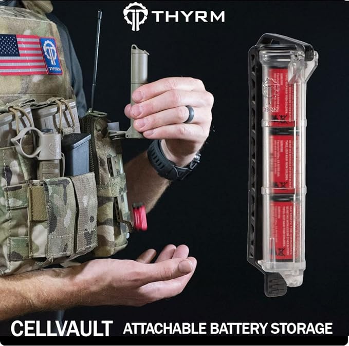 Thyrm CellVault Battery Storage Case for AA, AAA, CR123 Batteries, Survival Gear, Matches, Made in USA
