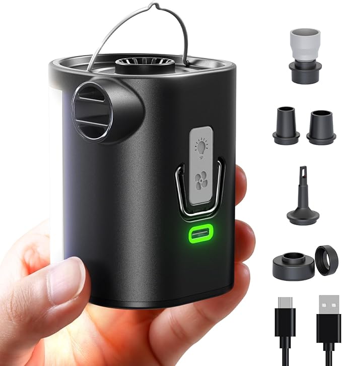JOYROOM Air Pump for Inflatables, 3600 mAh Battery & Camping Light Portable Air Pump, 4.8kPa Ultra-Fast and Mini Electric Air Mattress Pump