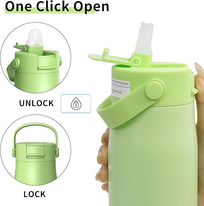 LISI 40oz Insulated Water Bottle, Double Wall Stainless Steel Water Bottles with Straw, 100% Leak-Proof Travel Thermal Canteen Mug with 2 Lids (Straw, Phone Holder Lid)