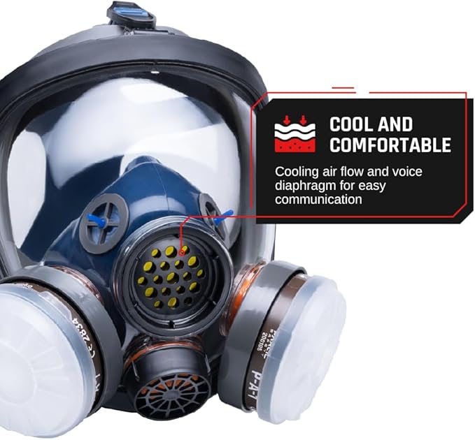 Parcil Distribution Full Face Respirator Mask - Air Purifying, Organic Vapor & Particulate - Industrial Use - CE Tested
