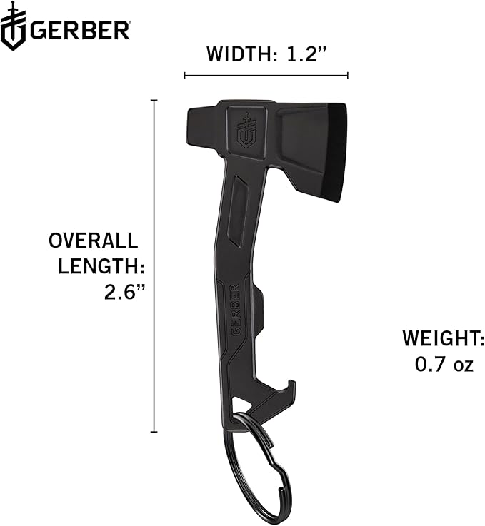 Gerber Gear Hatchet Keychain 3-in-1 Multitool, Clips to Pocket or Keychain with Bottle Opener, Flathead Driver, Package Opener, EDC Gear for Everyday Carry