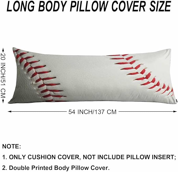 Baseball Rectangle Body Pillow Covers Baseball White Red Couch Body Pillow Pillowcase Decorative Home Body Pillows Bed Pillow Cushion Covers for Sofa Car Shop 20"X54"