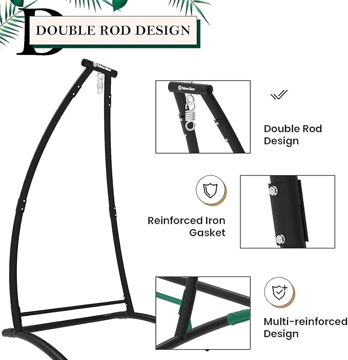 G TALECO GEAR C-Type Hanging Hammock Chair Stand, Heavy Steel Swing Hammock Chair Stand, Suitable for Indoor and Outdoor Swing Frame（Seat not Include）