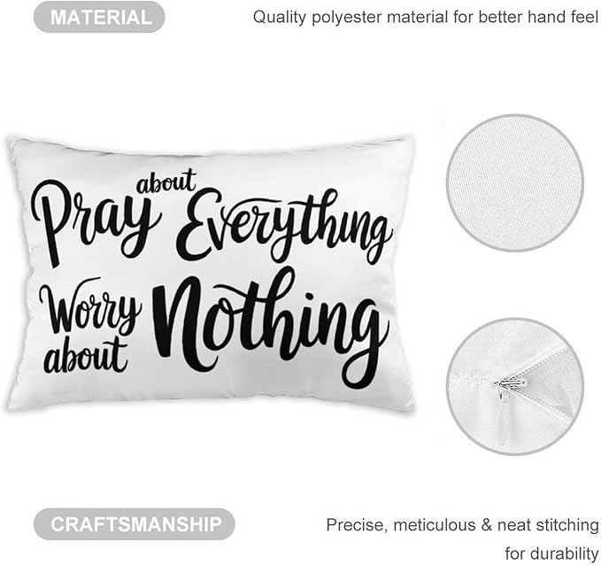 ITFRO Inspirational Quotes Pray About Everything Worry About Nothing Birthday Short Plush Both Sides Lumbar Daisy Throw Pillow Cover Cushion Case Sofa Decor Waist 12x20 Inches (Pray)