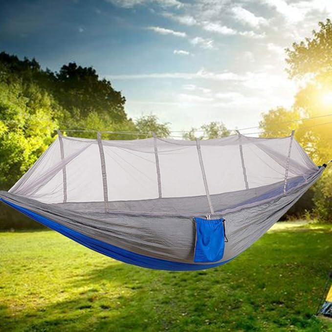 KEPEAK Camping Hammock with Net Netting, Single & Double Tree Hammock Net, Lightweight Nylon Portable Hammock for Backpacking, Camping, Travel, Beach, Yard