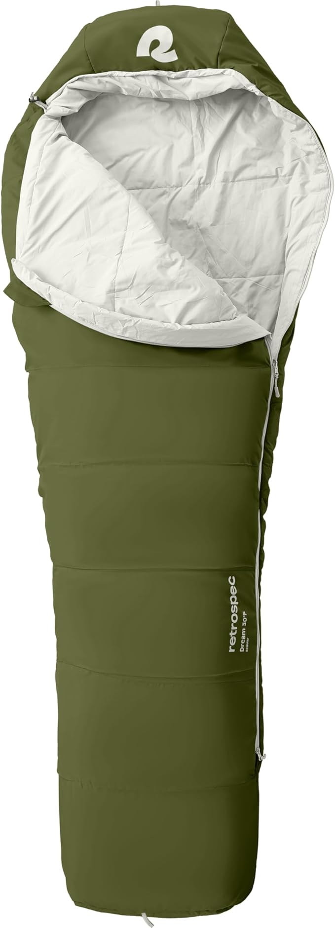 Retrospec Dream Mummy Sleeping Bag - 5, 15, & 30°F Cold Weather Camping & Travel Essential Gear with Water - Resistant Shell & Synthetic Fill - Zippered Pocket & Stuff Sack