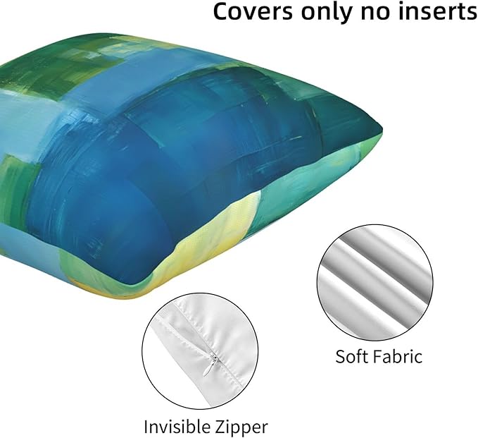 Teal Abstract Throw Pillow Covers 18x18 inch Set of 2 Blue and Green Pillow Case Cushion Cover for Home Sofa Couch Living Room Car Decor
