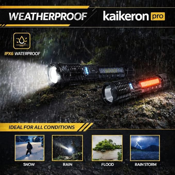Rechargeable Flashlights 2 Pack Tactical Flashlight Set Super Bright High Lumens Flash Light 7 Modes Zoomable Linterna Waterproof EDC Pocket Lights for Emergency Camping Home & Car USB-C