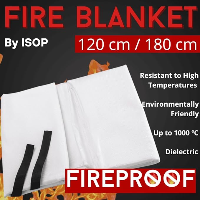 ISOP Fire Blanket 47 * 70 inches – Fire Retardant Blanket – Heavy Duty Emergency Fireproof Blankets – A-Grade Survival – Fire Suppressant Cover Sheet – First Aid Rescue Cover - Emergency Wrap For Home