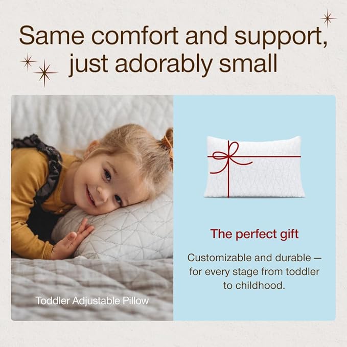 Coop Home Goods Cool+ Adjustable Cooling Toddler Pillow, 13x19, Cooling Gel Memory Foam Kids Pillow for Ages 2+, Customizable Loft, Breathable, Washable Cover, Childproof Zipper, Small Cooling Pillow