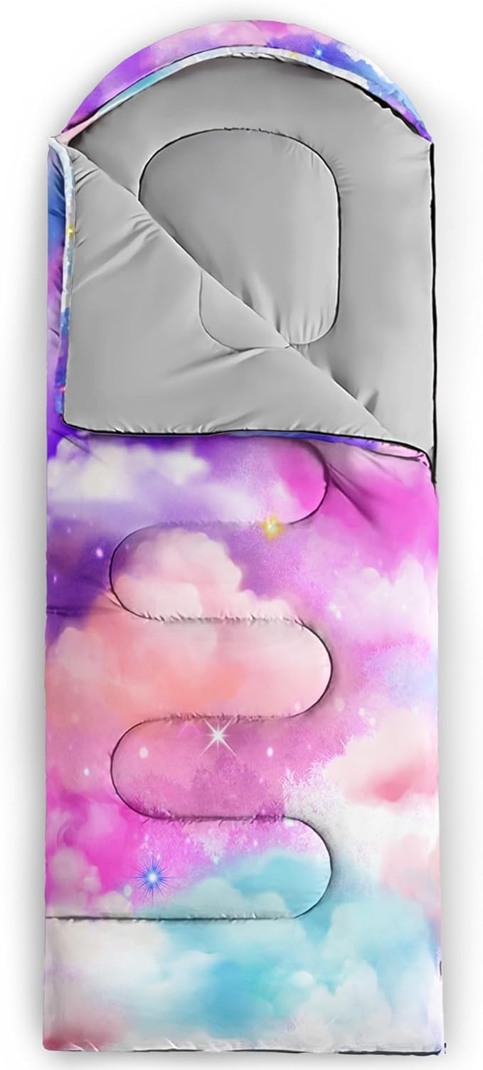 QOOMO Axolotl Cute Camping Sleeping Bags,3 Season Warm & Cool Weather,Lightweight,Waterproof Sleeping Bags for Adults & Kids,Traveling,and Outdoors