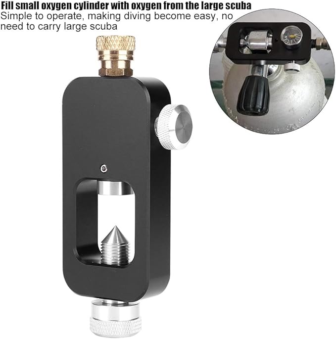 Alomejor Diving Refill Adapter,Lightweight Aluminum Alloy Oxygen Cylinder Adapter for Recreational Divers Professional Diving Emergency Oxygen Refill