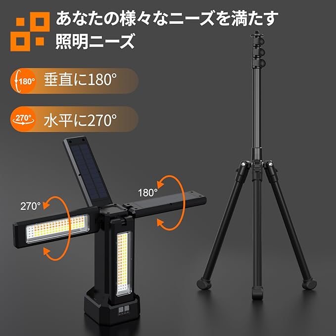 iodoo 13200mAh Rechargeable Solar Work Light with Folding Stand Support and Portable Carrying Bag, 8000 Lumen Stepless Dimmable, 4 Lighting Modes, White/Warm/Warm White (Black(Remote))