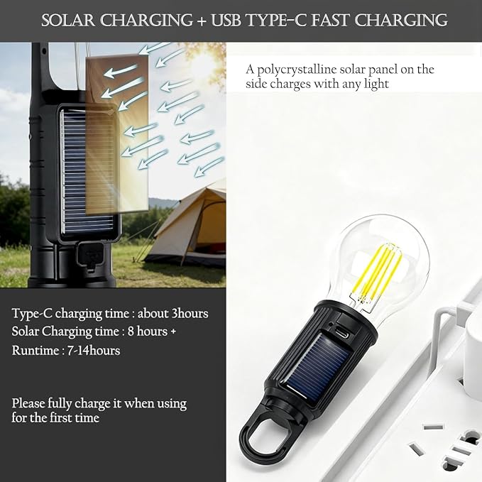 Solar Camping Lantern, Portable LED Camping Light with Light Sensor, USB Rechargeable Tent Light, Dusk to Dawn Waterproof Hanging Emergency Light for Outdoor Hiking Backpacking Patio Warm White 4 Pack