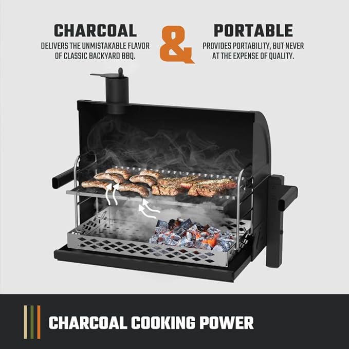 Oklahoma Joe's Rambler Portable Charcoal Grill with 218 sq. in. Cooking Area, Portable Grill, Black