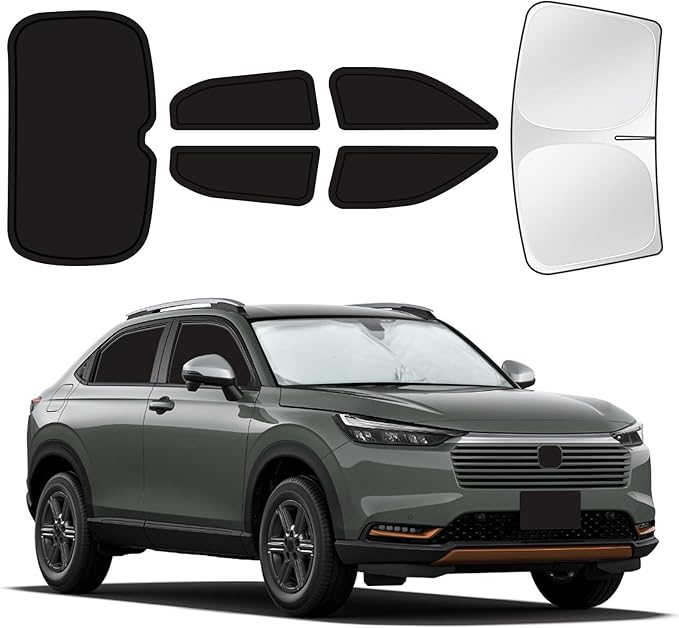 for Honda HR-V 2023-2025 Car Window Shades, 6pcs Privacy Sun Shade Set for Front Windshield Side and Rear Windows, Full Window Covers Keeps Vehicle Cool for Camping Napping