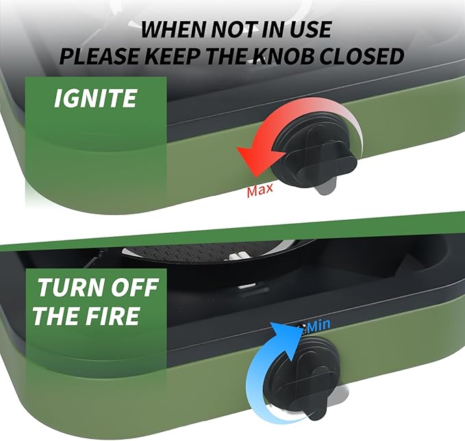 Cothb X Portable Propane Camping Stove - Single Burner Propane Camp Stove with 10.6 Inch Carry Bag, Windproof Design & Gas Hose for Outdoor Camping, Tailgating, Fishing, Hunting