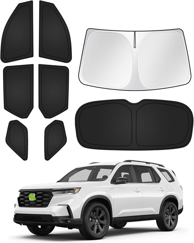 Canvcle Sunshades for 2023-2025 2026 Honda Pilot Accessories Windshield Sun Shade Side Rear Window Shade Cover Sun Visor Shield Privacy Protection Keep Vehicle Cool Black 8PCS