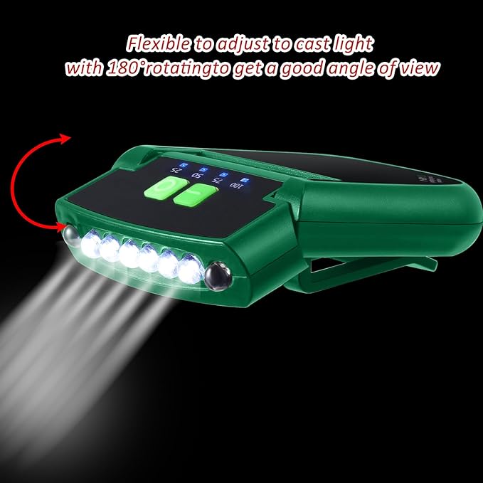Mudder LED Clip on Cap Lights USB Rechargeable Cap Flashlight Clip Waterproof Ultra Bright Hat Flashlight Headlamp for Fishing Camping Hand Work