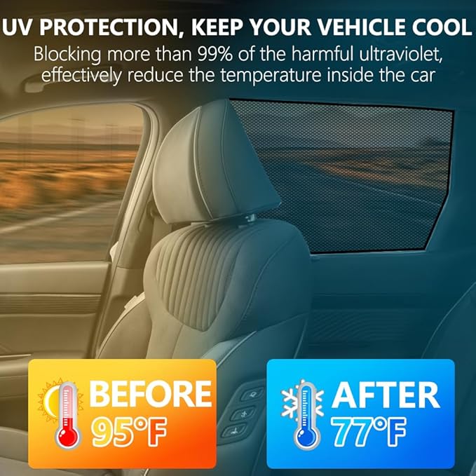 BWEN Car Window Shades for Hyundai Palisade 2020-2025 Magnetic Window Curtain with Breathable Mesh Blocking 99% Sun Glare and Heat Keep Vehicle Cool for Sleepping, Camping (4PCS)