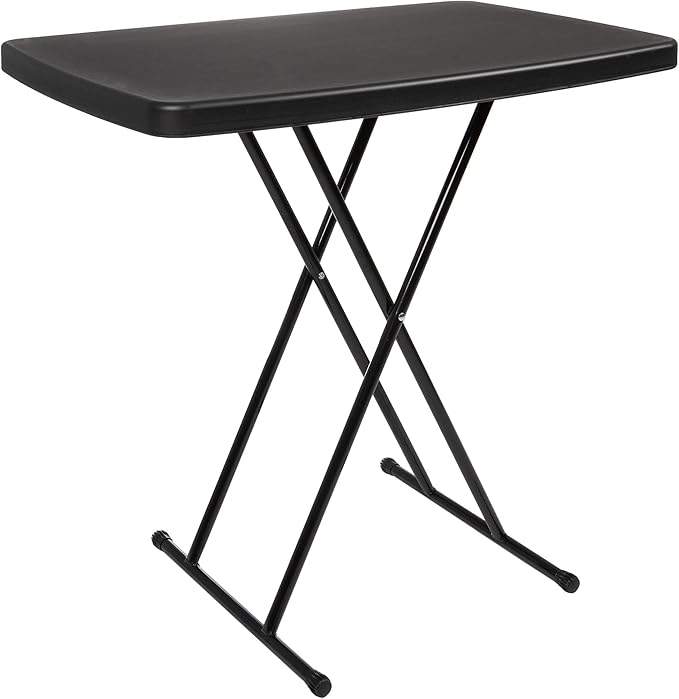 Lavish Home Portable Folding Tables - Lightweight Portable Folding Desk with Adjustable Height - Small Plastic Table for TV Tray, Playing Cards, and Craft Room (Single/Black/2.5 FT Wide)