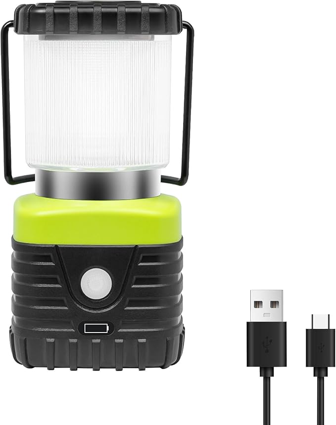 Jarxin 1PCS 6500K White Light LED Camping Lantern Rechargeable 1000LM, 4500mAh Power Bank, Flashlight for Hurricane Emergency, Hiking, IP44 Waterproof Lantern(Black)
