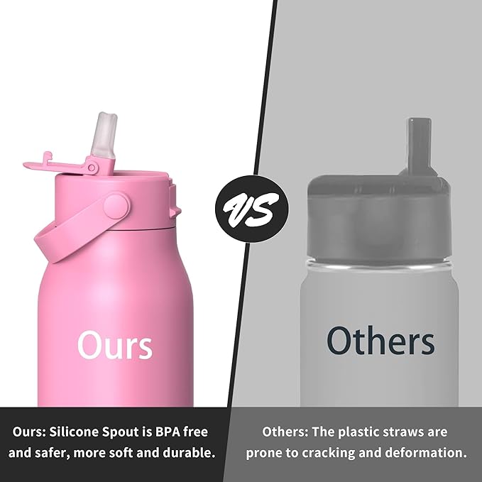 LISI 30oz Insulated Water Bottle, Double Wall Stainless Steel Water Bottles with Straw, 100% Leak-Proof Travel Thermal Canteen Mug with 2 Lids (Straw, Phone Holder Lid)