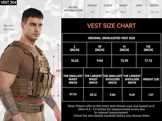 Tactical Molle Vests with Triple mag Pouch and Side Cummerbund Pouches, Quick Release Vests for Men