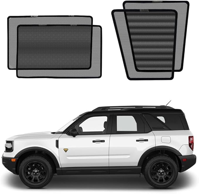 BWEN Car Window Shades Fit for Ford Bronco Sport 2021-2025, Magnetic Sunshades for Car Windows, Sun Protection Breathable Camping Window Covers, Privacy Protect for Family,Pets