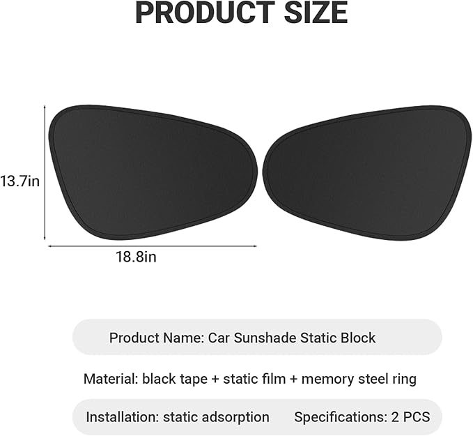 Car Side Window Sun Shades, 2 PCS Window Sunshades Privacy Curtains, Sun Glare and UV Rays Protection, Block Light for Breastfeeding, Taking a nap, Changing Clothes, Camping (Front Window)