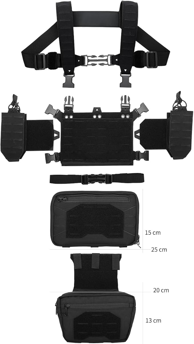 Tactical Chest Mini Rig 1000D Quick Release Multifunctional Tactical Vest Outdoor with Multi-Pockets