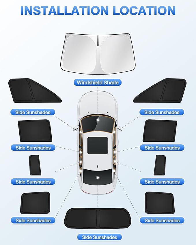 Canvcle Sunshades for Hyundai Santa Fe 2024 2025 2026 Accessories Windshield Sun Shade Side Rear Window Shade Cover Sun Visor Shield Privacy Protection Keep Vehicle Cool Black 10PCS