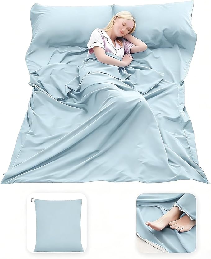 Sleeping Bag Liner Lightweight Compact Sleeping Bag Sack Portable Clean Travel Sheet Camping Sleep Sheet for Backpacking Hotel Hiking