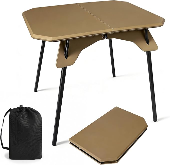 LiveGo Foldable Camping Table, Lightweight Folding Outdoor Table with Aluminum Legs, 2 in 1 Adjustable Height Portable Folding Table for Beach, Picnic, Grilling, Hiking & Fishing Indoor Outdoor