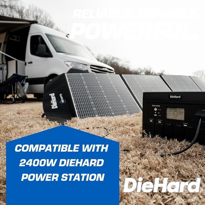 DieHard Portable Power Station 2400-Watt (4800-Watt Peak) 2048Wh with 400W Solar Panel - Quiet Solar Generator, for Home Backup, Weather, Outdoor Recreation, Jobsite and More