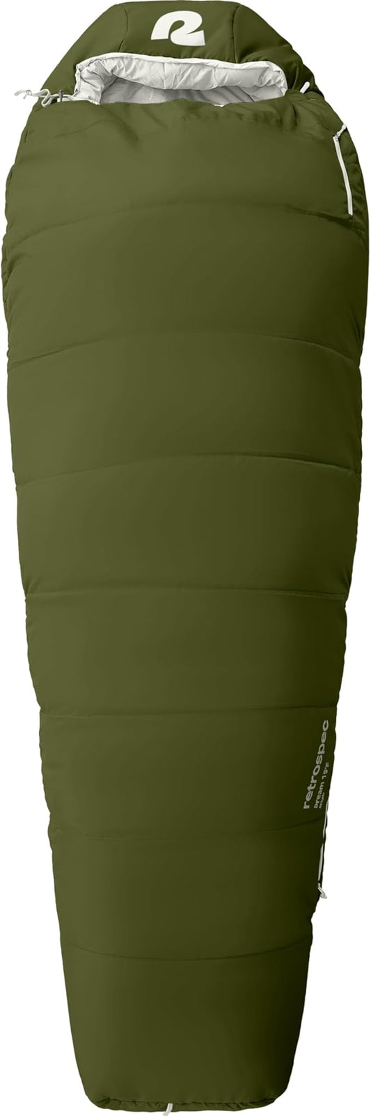 Retrospec Dream Mummy Sleeping Bag - 5, 15, & 30°F Cold Weather Camping & Travel Essential Gear with Water - Resistant Shell & Synthetic Fill - Zippered Pocket & Stuff Sack