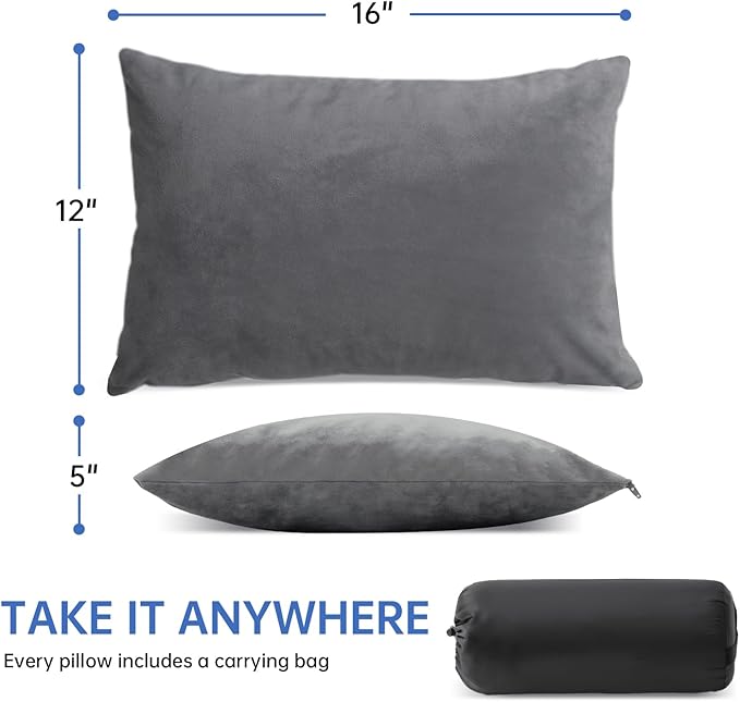 Small Shredded Memory Foam Pillow,Travel Pillow Compressible Camping Pillow,Compressible Medium Firm, Breathable Cover,Machine Washable