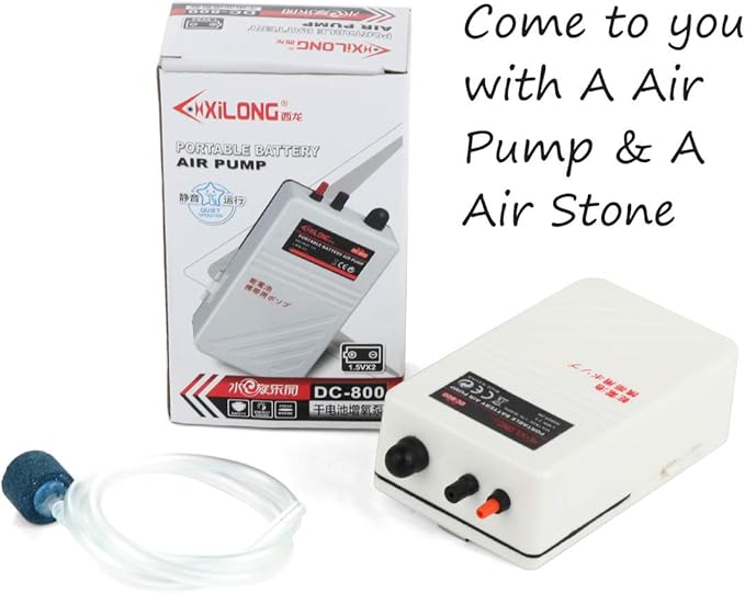 Battery Aquarium Air Pump, Quiet DC-800 Backup Fish Tank Air Bubbler, Portable Power Outage Aerator Emergency Oxygen Diffuser, Keeps Fish Safe & Bait Minnow Shrimp Alive