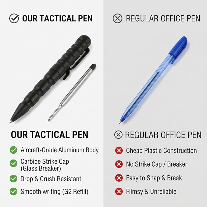 DISPATCH Military Tactical Pen, EDC Pen,Professional Self Defense Pen, Emergency Glass Breaker Pen - Tungsten Steel Tactical Pens for Men & Women,Writing Tool with 1 ink Refill,Tactiacl Gear & Gifts