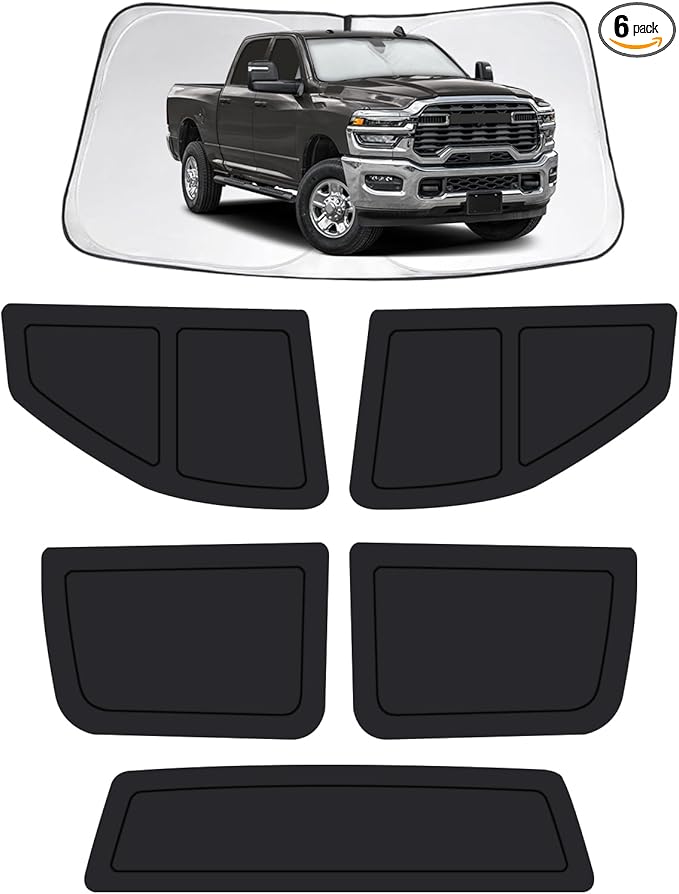 Car Window Shades for Dodge RAM 2500 2016-2026, Full Car Window Covers for Privacy, Sunshades for RAM 2500 Front Rear Windshield Side Windows to Block UV and Protect Privacy(6pcs)
